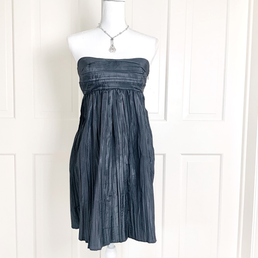 Calypso 100% silk gray strapless mini dress 2
